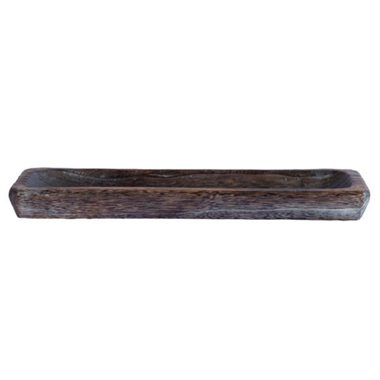 Antique Brown Paulownia Wood Tray – Rustic 19.5" Decorative Centerpiece Bowl for Farmhouse & Table Decor